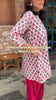 White Floral Hand Block Printed Kurta & Farshi Salwar Set