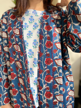 Ajrakh hand-block printed winter coat