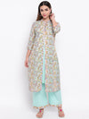 whl Green Printed Inner-Jacket Attached & Palazzo Set