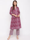 Wine Paisley Printed Kurta-Pants Set