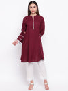 whl Maroon Rayon Pakistani Kurta-Palazzo Set