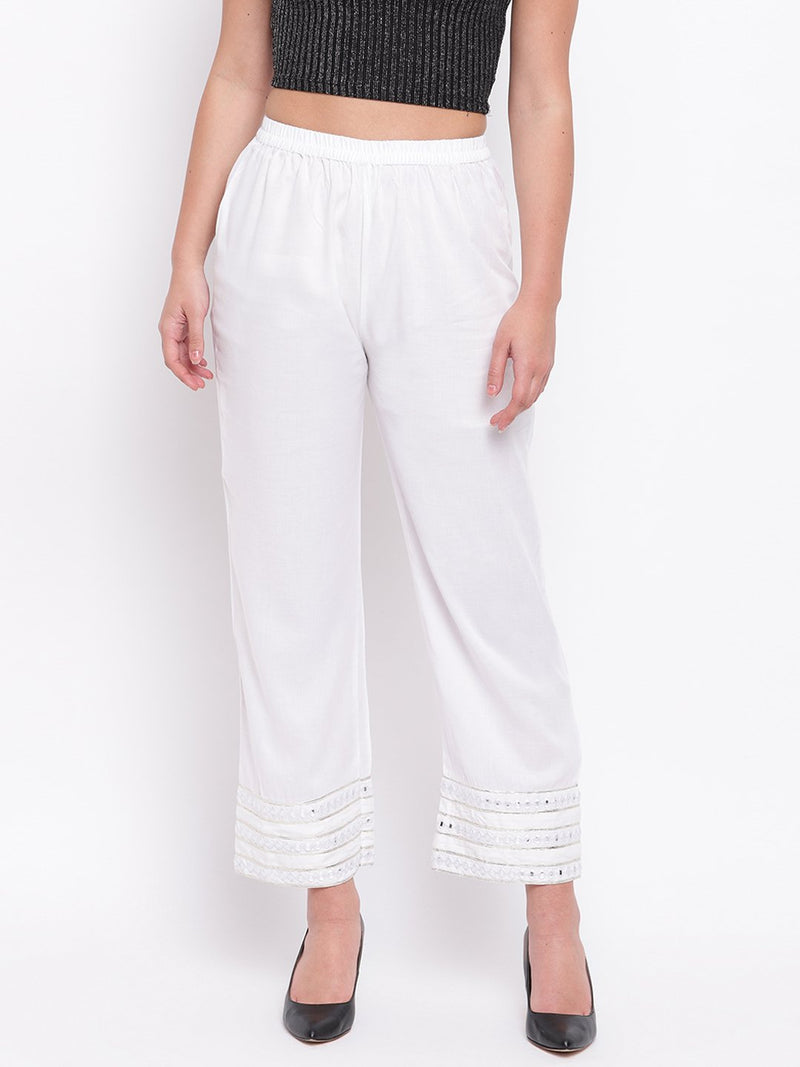 whl White Mirror Lace Palazzo