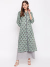 whl Green Printed Cotton Kurti