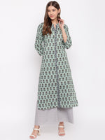 whl Green Printed Cotton Kurti