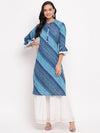 whl Blue Bandhani Kurta-Skirt Set