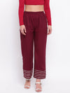Maroon Mirror Lace Palazzo