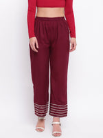 Maroon Mirror Lace Palazzo