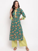 whl Green Choker Neck Kurta-Palazzo Set