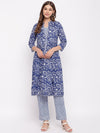 whl Blue Paisley Printed Kurta-Pants Set