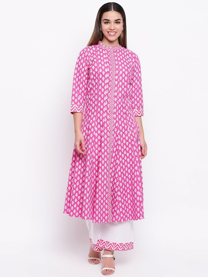 whl Pink Kalidar Kurta & Palazzo Set