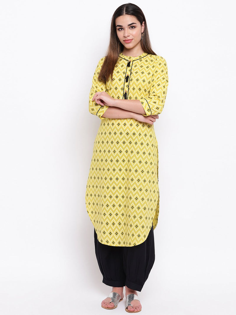 whl Yellow Pathani Kurta & Salwar Set