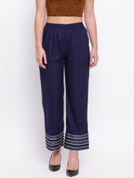 Navy Blue Mirror Lace Palazzo