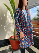 Ajrakh hand-block printed winter coat