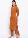 whl Mustard Printed Cotton Kurta-Palazzo Set