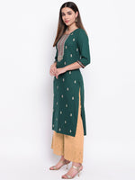 whl Green Rayon Embroidered Kurta