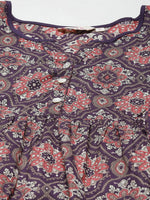 Purple Print Cotton A-Line Top