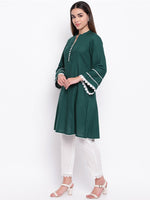 whl Green Rayon Pakistani Kurta-Palazzo Set