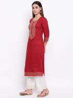 whl Maroon Rayon Gota Lace Kurta & Palazzo Set