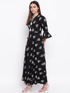 whl Black Rayon Printed Maxi Dress