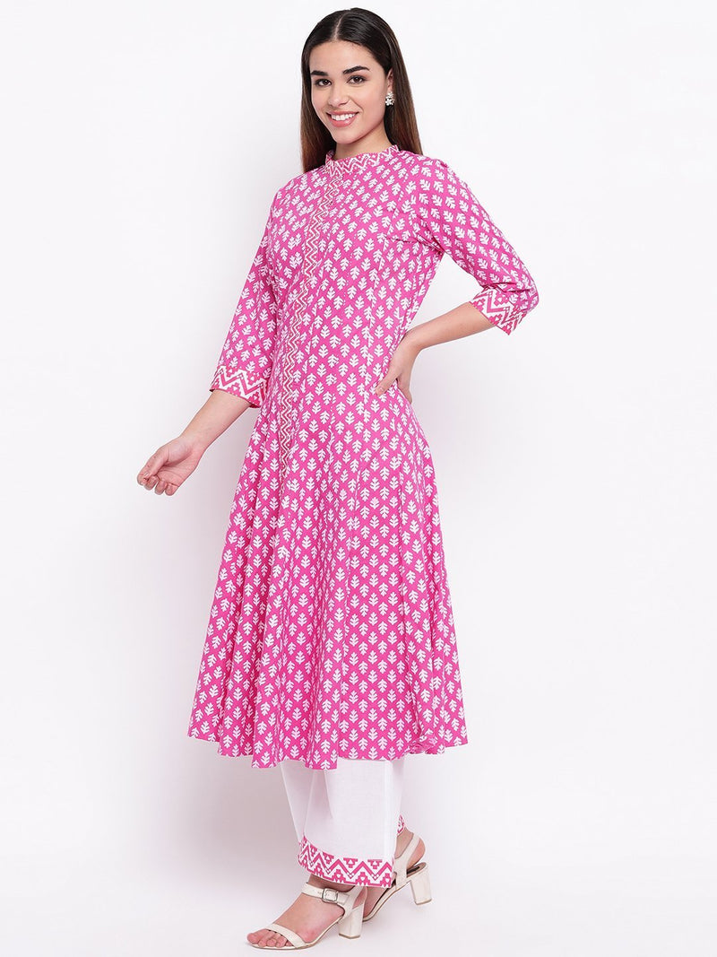 whl Pink Kalidar Kurta & Palazzo Set