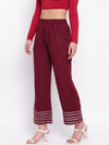 whl Maroon Mirror Lace Palazzo