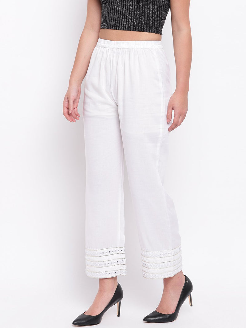 whl White Mirror Lace Palazzo