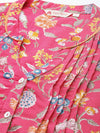 Pink Floral Print Gathered or Pleated Pure Cotton Regular Ethnic Top