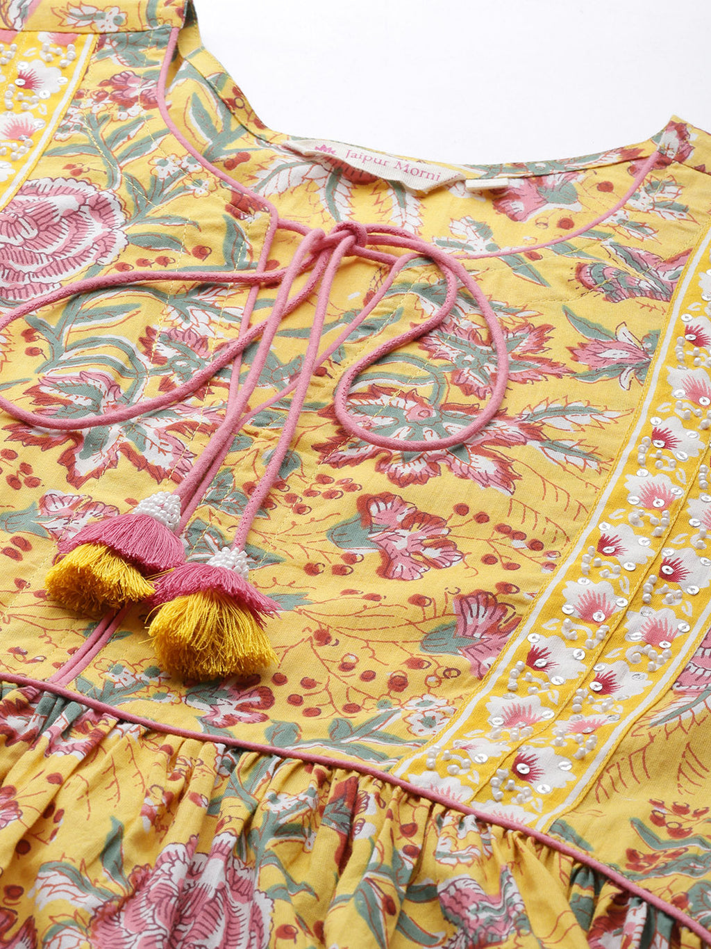 Yellow & Pink Floral Printed Top