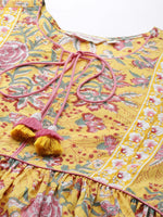 Yellow & Pink Floral Printed Top