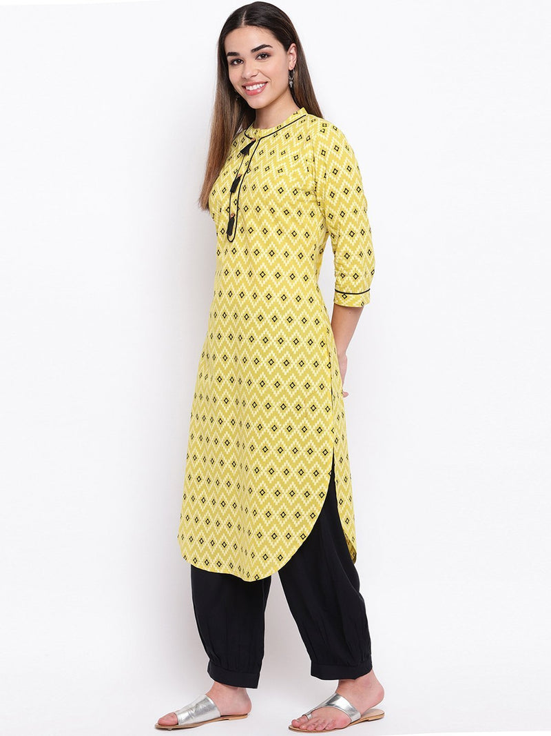 whl Yellow Pathani Kurta & Salwar Set
