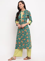 whl Green Choker Neck Kurta-Palazzo Set