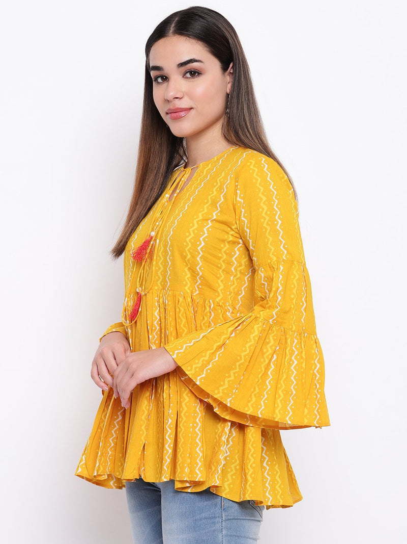 Yellow Bell Sleeves Top/Sunshine Yellow Top