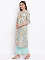 whl Green Printed Inner-Jacket Attached & Palazzo Set