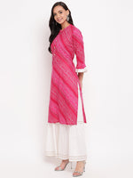 Pink Bandhani Kurta-Skirt Set