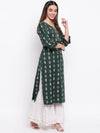 whl Green Printed Kurta And Gharara Set