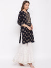 whl Rayon Gold Print Kurti And Gharara Set