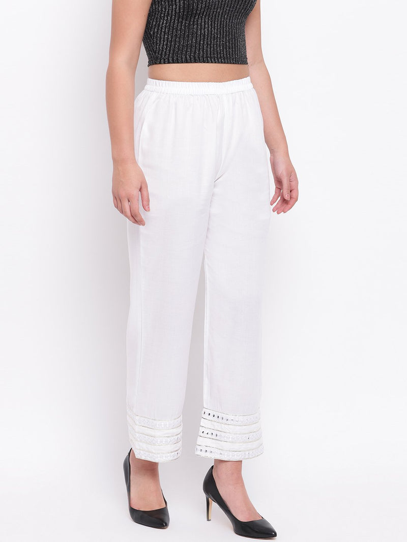 whl White Mirror Lace Palazzo