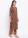whl Grey Printed Cotton Kurta-Palazzo Set