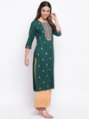 whl Green Rayon Embroidered Kurta