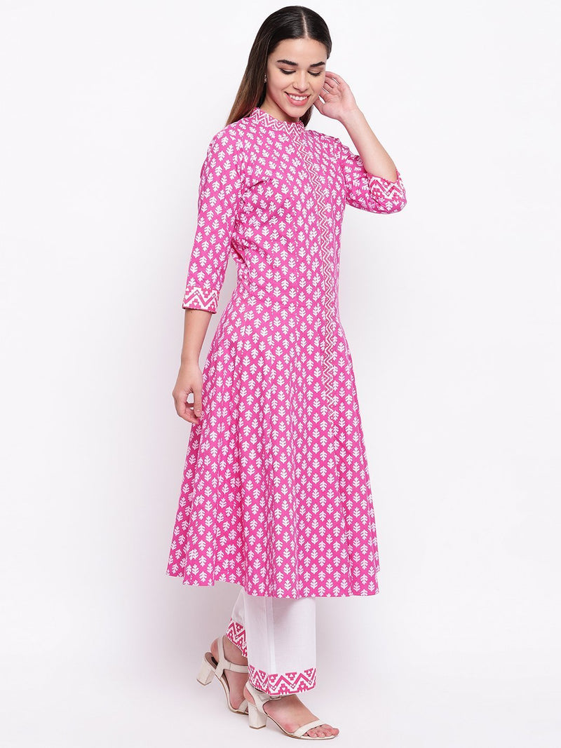 whl Pink Kalidar Kurta & Palazzo Set