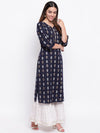 whl Blue Printed Kurta And Gharara Set