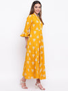 whl Mustard Rayon Printed Maxi Dress
