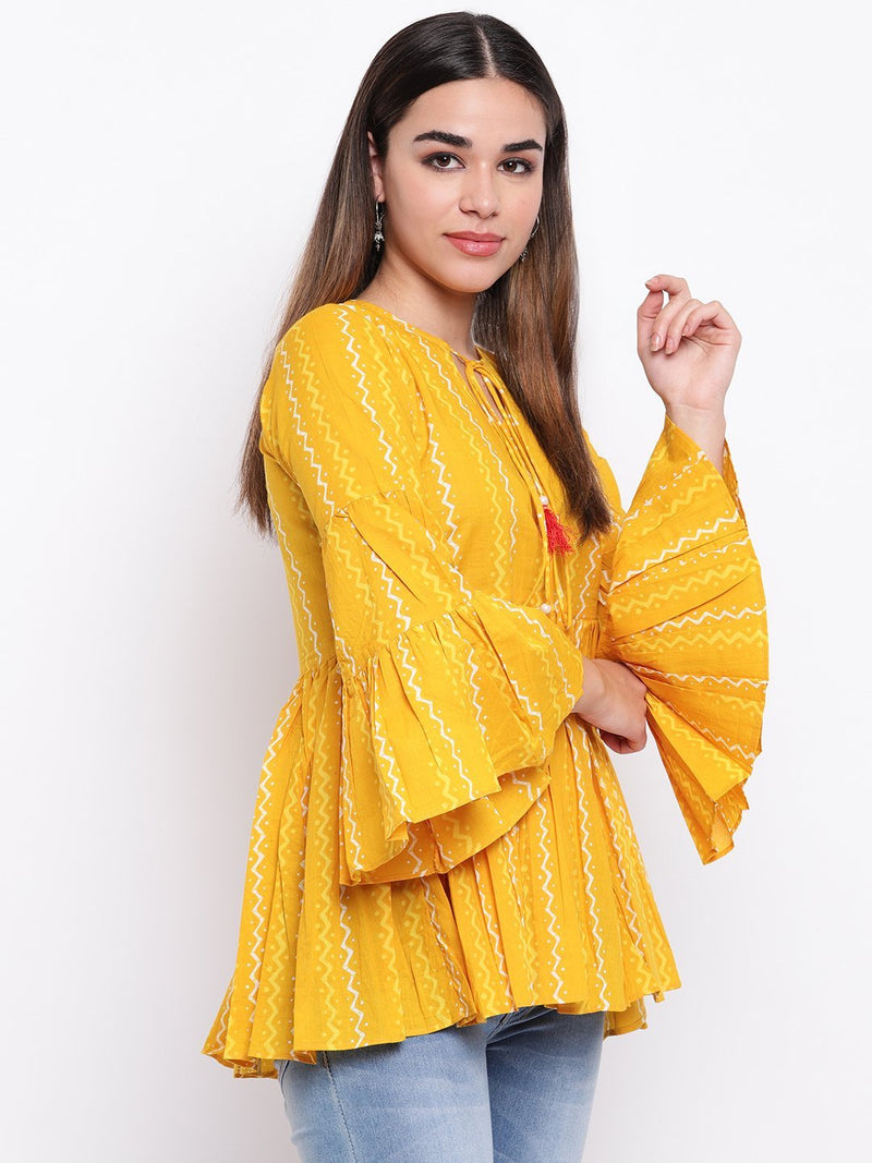 Yellow Bell Sleeves Top/Sunshine Yellow Top