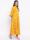 Mustard Rayon Printed Maxi Dress