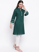 whl Green Rayon Pakistani Kurta-Palazzo Set