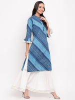 whl Blue Bandhani Kurta-Skirt Set