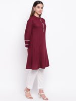 whl Maroon Rayon Pakistani Kurta-Palazzo Set