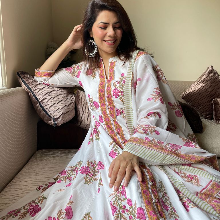 Mughal Boota Printed Fully Lined Cotton Suit Set