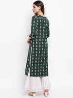 whl Green Printed Kurta And Gharara Set