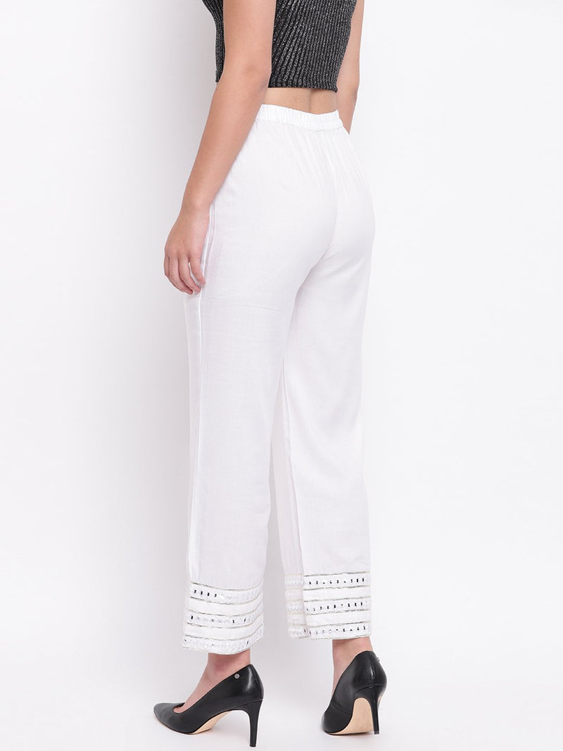 whl White Mirror Lace Palazzo